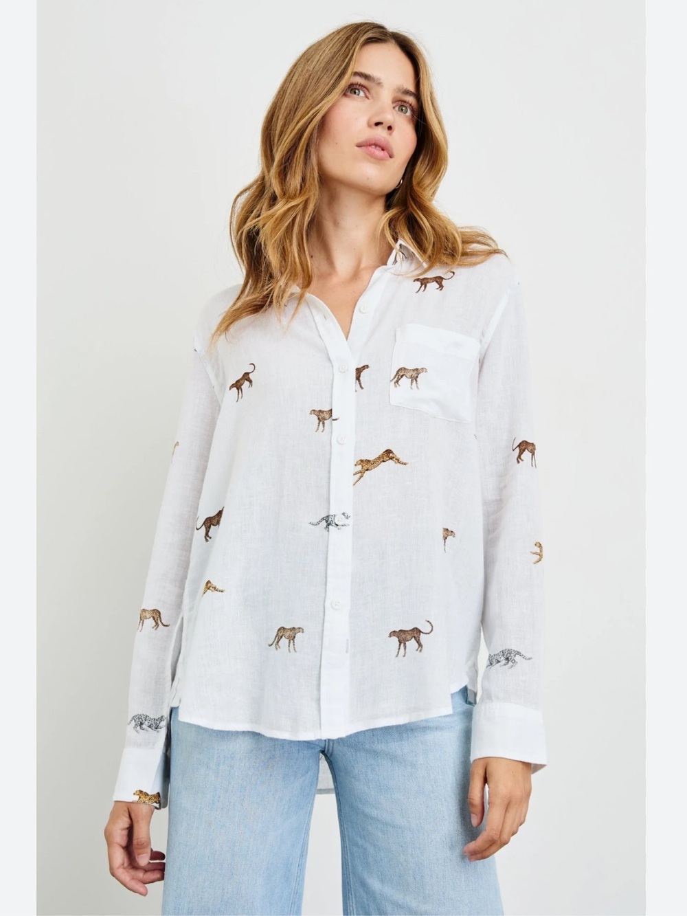 Rails Charcoal Wild Cats Rayon Button Up Long Sleeve Shirt S